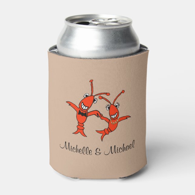 Cute Crawfish Couple Can Cooler (Can Front)