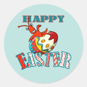 Cute Crawfish Happy Easter Classic Round Sticker