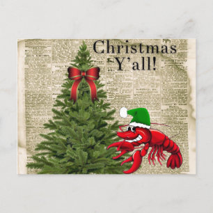 Cute Crawfish It’s Christmas Y’all Postcard