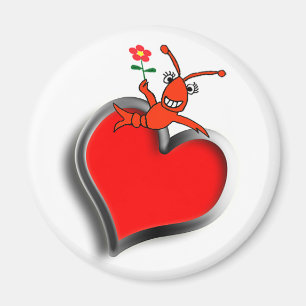 Cute Crawfish / Lobster Heart Magnet