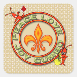 Cute Crawfish Neon Peace Love Gumbo Christmas Square Sticker