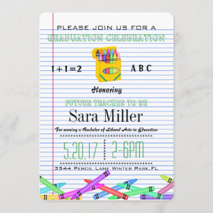 Cute Crayola Teacher Graduation Invitation