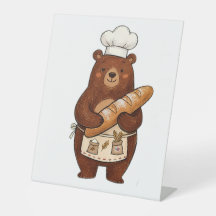 Cute Crayon Baker Bear with French Bread Chef T-Sh