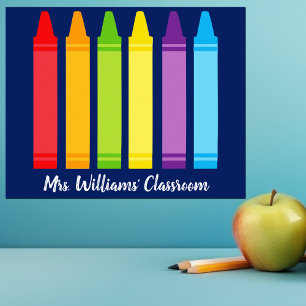 Cute Crayon Custom Elementary School Classroom Poster