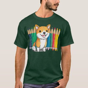 Cute Crayon Dog Colourful Dog Lover T-Shirt