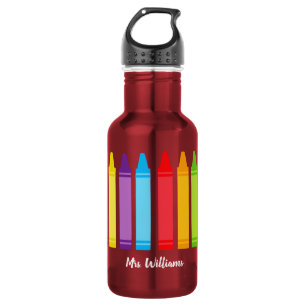 Cute Crayon Elementary Teacher Personalised 532 Ml Water Bottle