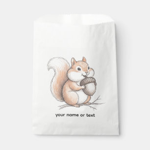 Cute Crayon Squirrel with Acorn Hand Drawn Coffee Favour Bag