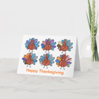 Cute Crayon Turkeys Kids Art Thanksgiving Card