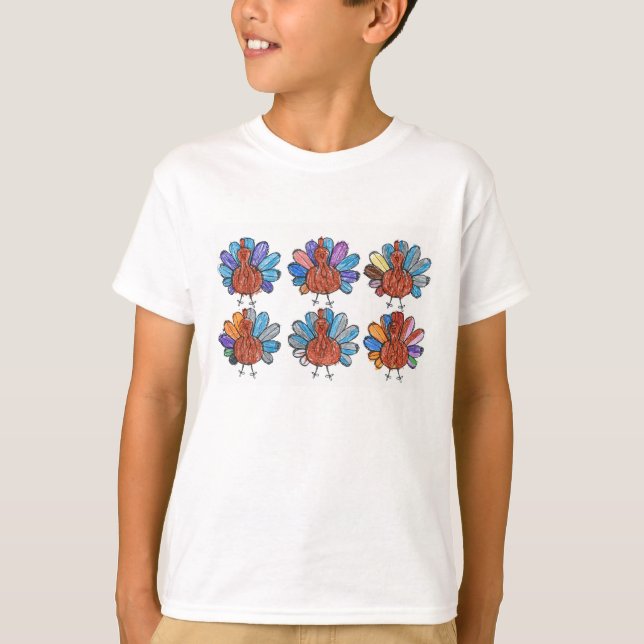 Cute Crayon Turkeys Kids Shirt (Front)