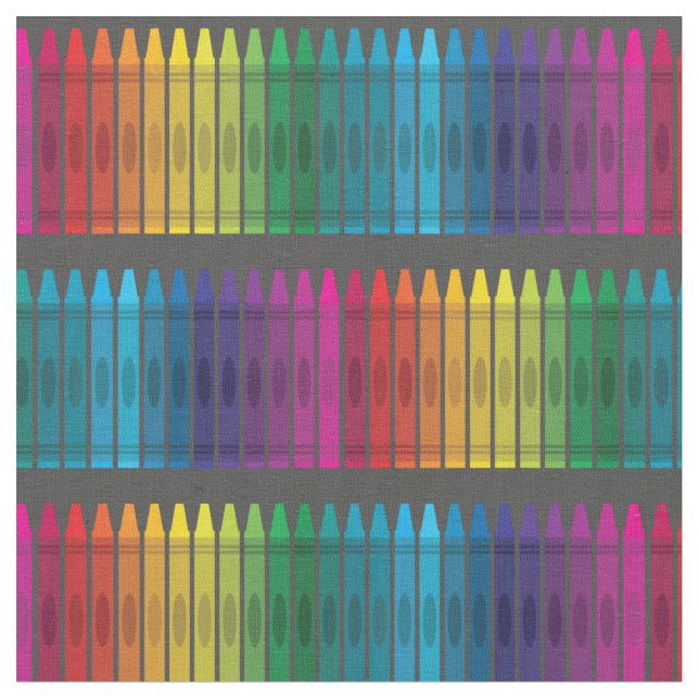 Cute Crayons School Supplies Teacher Fabric (Close Up)