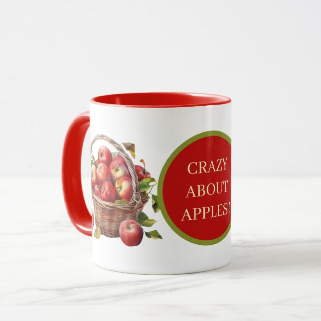 Cute crazy apple add text  mug (Front Left)
