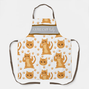 Cute Crazy Cat Lady Watercolor Modern Apron
