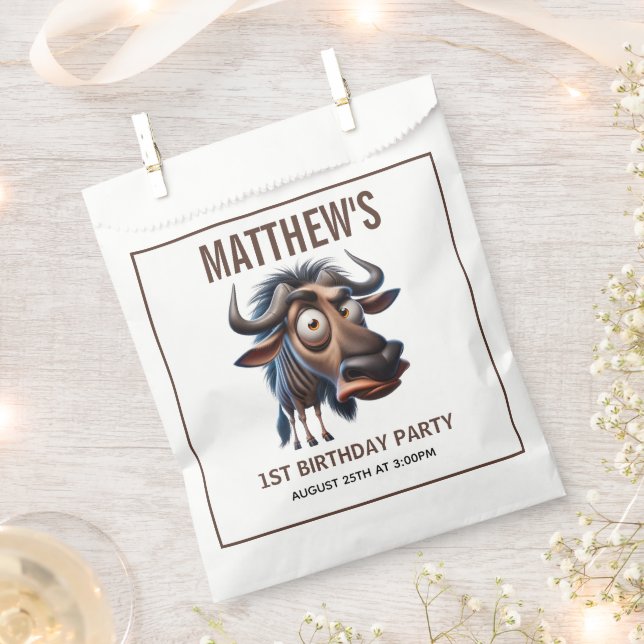 Cute Crazy Cheetah Farm Theme 1st Birthday Favour Bag (Clipped)