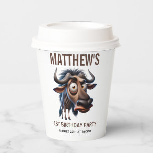 Cute Crazy Cheetah Farm Theme 1st Birthday Paper Cups