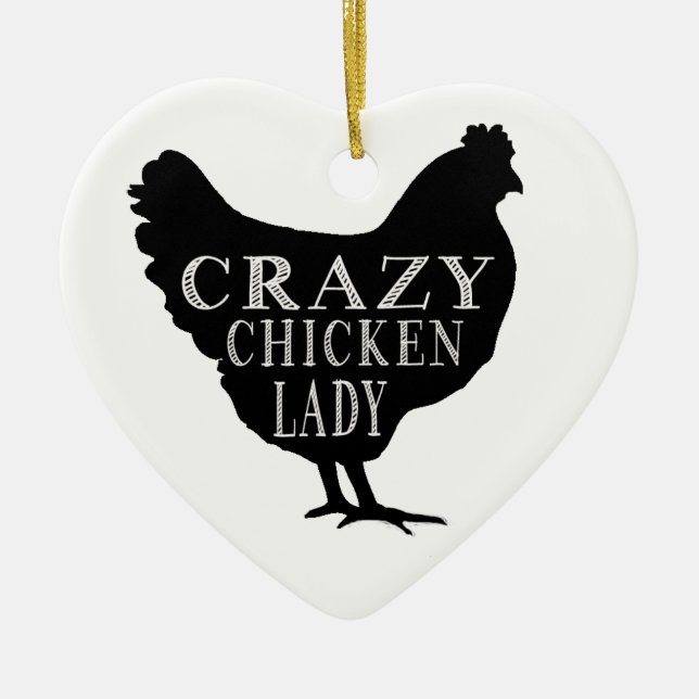 Cute Crazy Chicken Lady Ceramic Tree Decoration (Front)