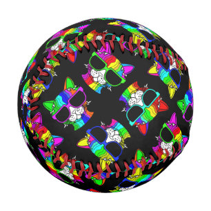 CUTE Crazy Colorful Cool Rainbow Cats   Baseball