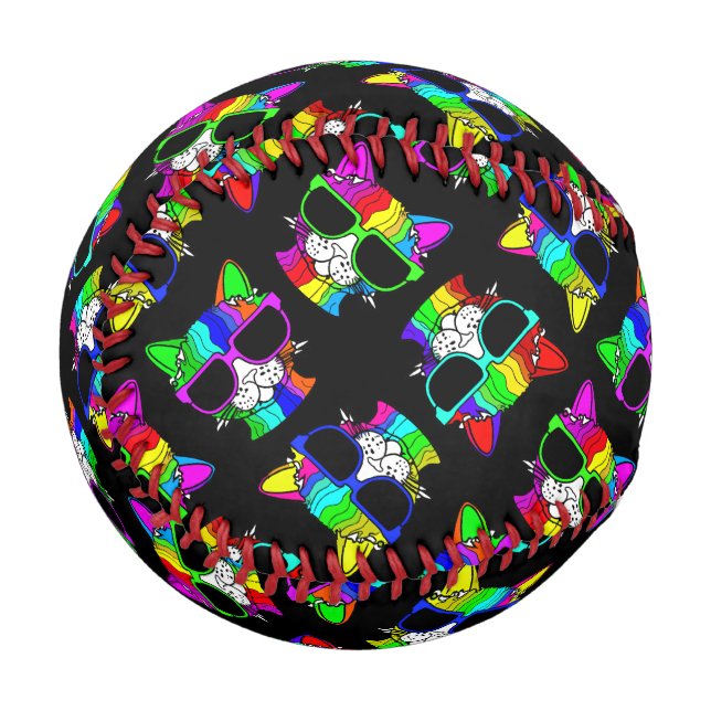 CUTE Crazy Colorful Cool Rainbow Cats   Baseball (Back Right)