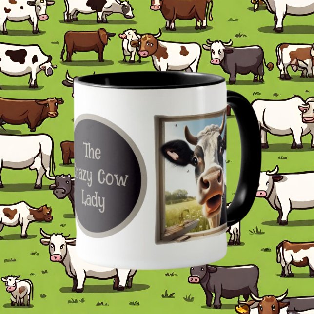 cute crazy cow lady add text mug (Creator Uploaded)