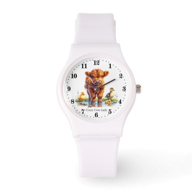 Cute crazy cow lady  watch (Front)