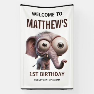 Cute Crazy elephant Farm Theme 1st Birthday Banner