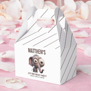 Cute Crazy elephant Farm Theme 1st Birthday Favour Box