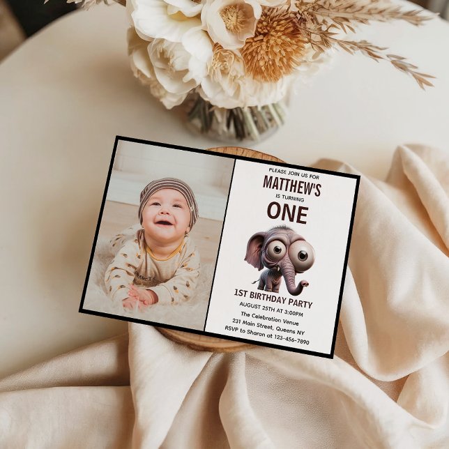 Cute Crazy elephant Farm Theme 1st Birthday Invitation (Cute Crazy elephant Farm Theme 1st Birthday Invitation
)