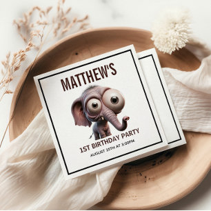 Cute Crazy elephant Farm Theme 1st Birthday Napkin