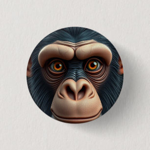 Cute Crazy Funny Chimpanzee  3 Cm Round Badge