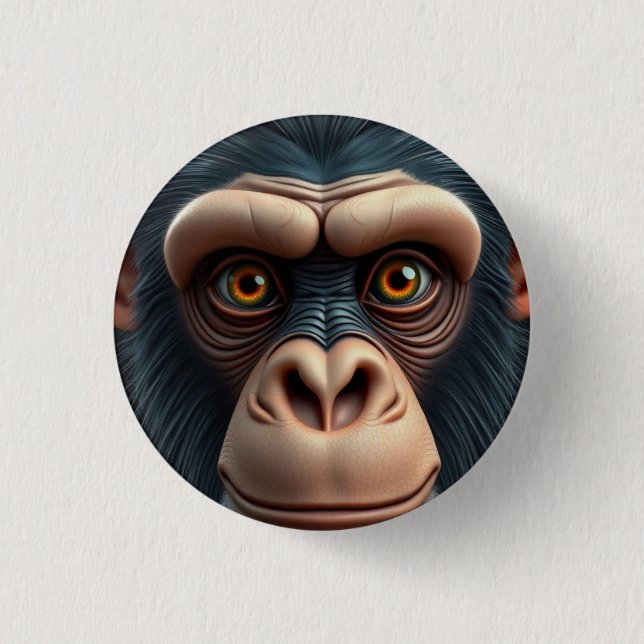 Cute Crazy Funny Chimpanzee  3 Cm Round Badge (Front)