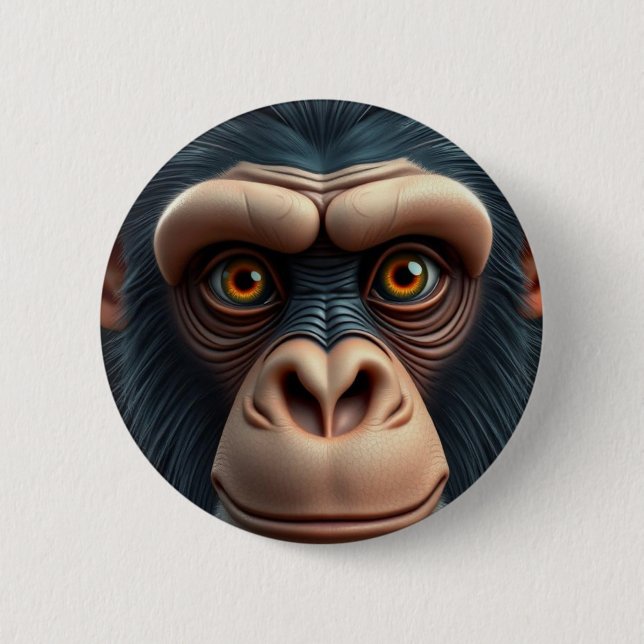 Cute Crazy Funny Chimpanzee  6 Cm Round Badge (Front)