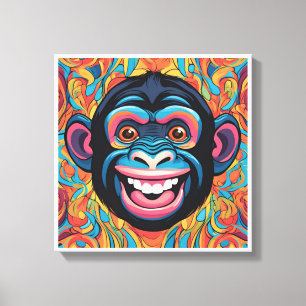 Cute Crazy Funny Chimpanzee Canvas Print