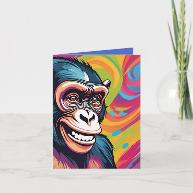 Cute Crazy Funny Chimpanzee  Card (Front)