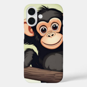 Cute Crazy Funny Chimpanzee Cartoon iPhone 16 Case