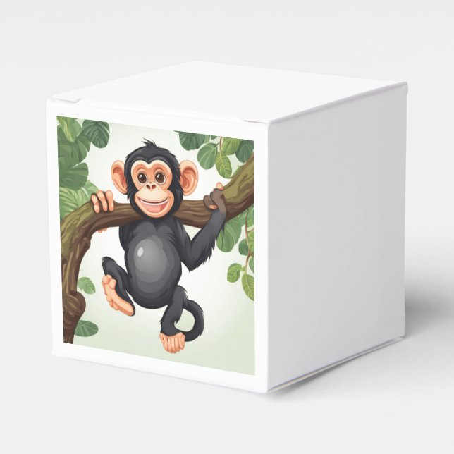 Cute Crazy Funny Chimpanzee Cartoon Favour Box (Front Side)