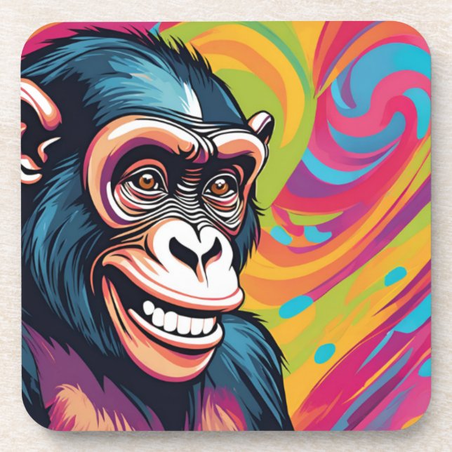 Cute Crazy Funny Chimpanzee  Coaster (Front)