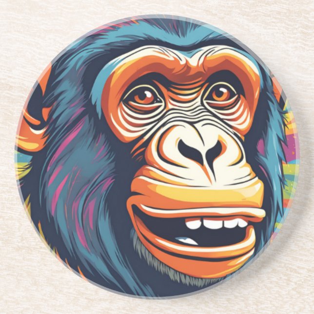 Cute Crazy Funny Chimpanzee  Coaster (Front)