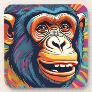 Cute Crazy Funny Chimpanzee  Coaster