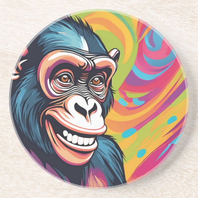 Cute Crazy Funny Chimpanzee  Coaster (Front)