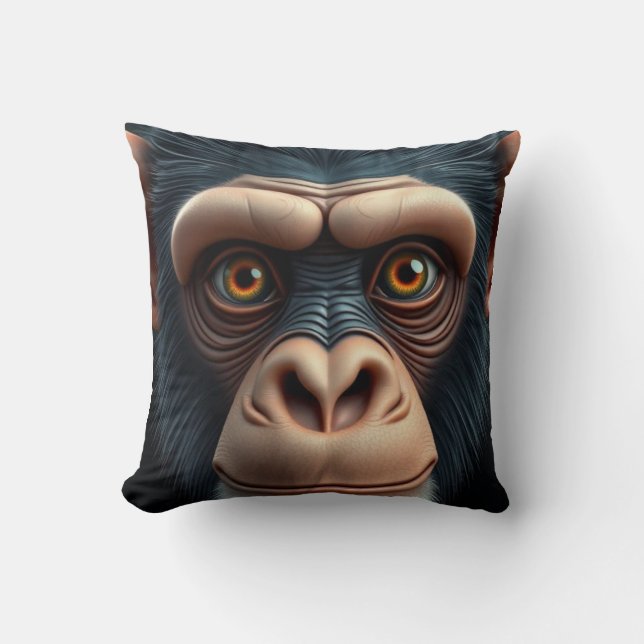 Cute Crazy Funny Chimpanzee  Cushion (Front)