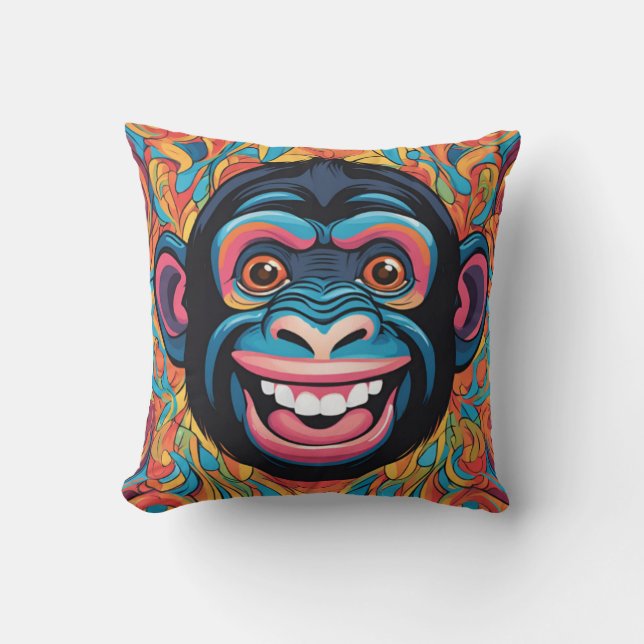 Cute Crazy Funny Chimpanzee  Cushion (Front)