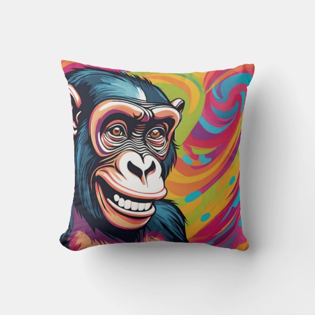 Cute Crazy Funny Chimpanzee  Cushion (Front)