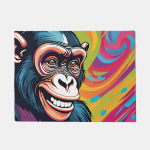 Cute Crazy Funny Chimpanzee  Doormat
