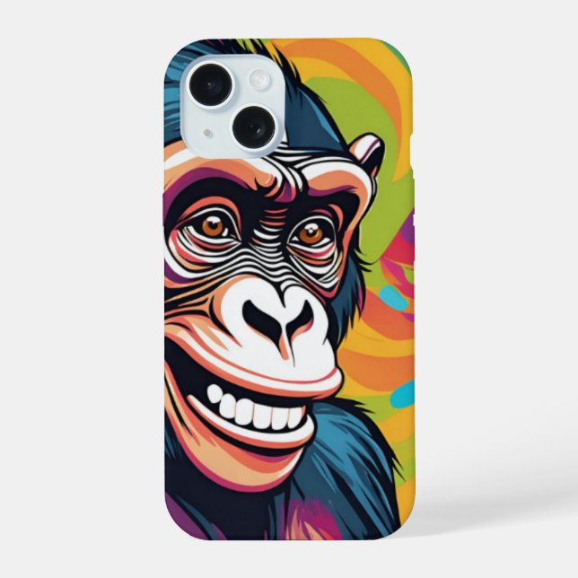 Cute Crazy Funny Chimpanzee  iPhone 15 Case (Back)