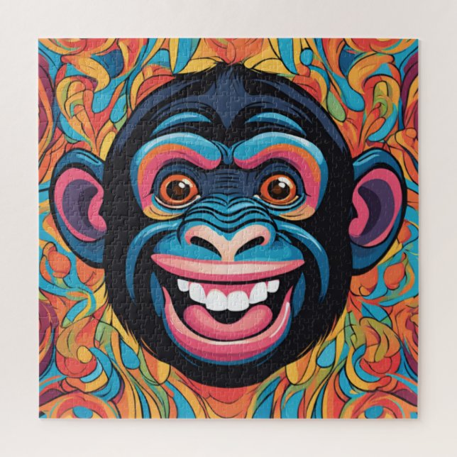 Cute Crazy Funny Chimpanzee  Jigsaw Puzzle (Vertical)