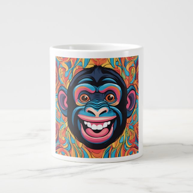 Cute Crazy Funny Chimpanzee Large Coffee Mug (Front)