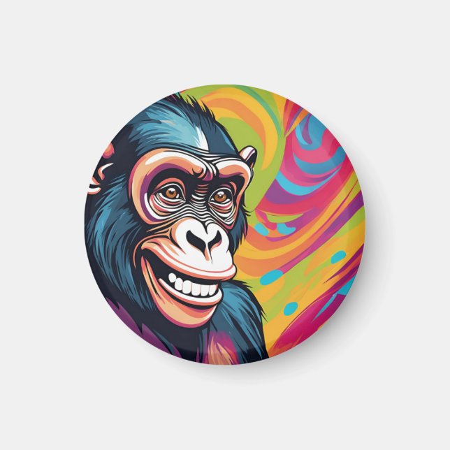 Cute Crazy Funny Chimpanzee  Magnet (Front)