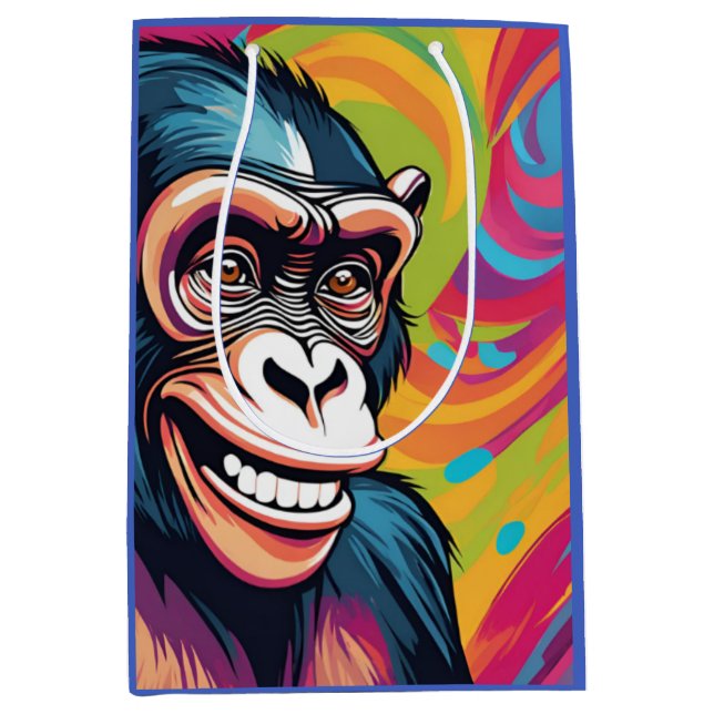 Cute Crazy Funny Chimpanzee  Medium Gift Bag (Front)