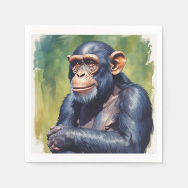 Cute Crazy Funny Chimpanzee  Napkin (Front)