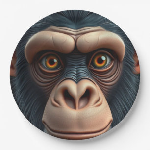 Cute Crazy Funny Chimpanzee Paper Plate