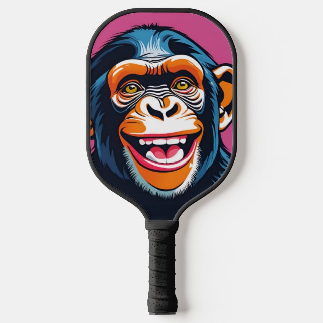 Cute Crazy Funny Chimpanzee  Pickleball Paddle (Front)